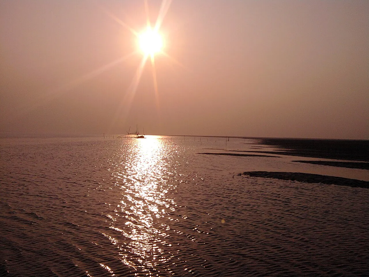 Sunset over the Brahmaputra seen from Biswanath Ghat